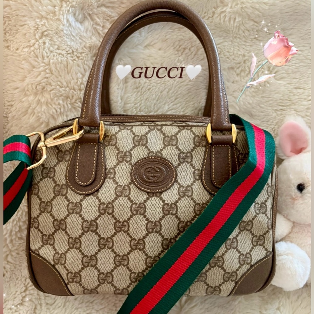 🥀SOLD OUT🥀Auth🌺Gucci Monogram Boston Tote Shoulder ✨